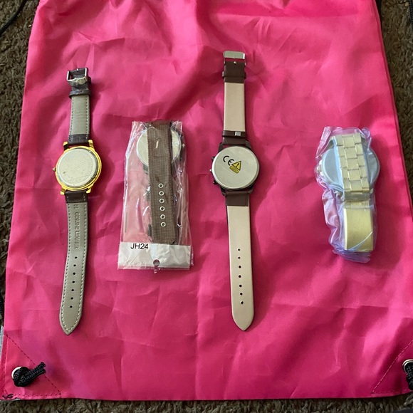 Accessories - Set of Four Stylish Watches with Pink Bag